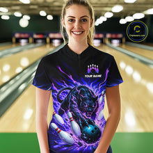 Load image into Gallery viewer, Person wearing a black t-shirt with a black panther design in a bowling alley.