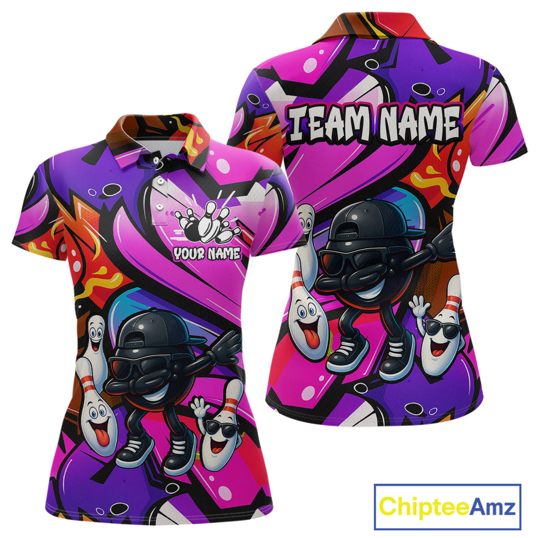 Custom Funny Bowling Jersey for Women Bowling Uniform Bowling Team Shirts Polo & 1/4 Zip HNT130