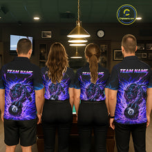 Load image into Gallery viewer, Four people wearing matching jerseys with a team name and design in a pool hall.
