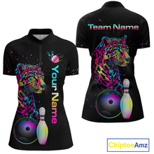 Load image into Gallery viewer, Custom Multicolor Leopard Bowling Shirts For Women Bowling Team Shirt Polo &amp; 1/4 Zip HNT134