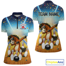 Load image into Gallery viewer, Funny Horse Bowling Jersey for Women Custom Bowling Team Shirts Bowling League Polo &amp; 1/4 Zip HNT182