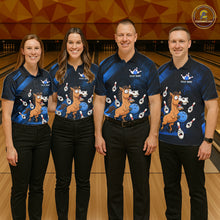Load image into Gallery viewer, Custom Blue Funny Horse Bowling Jersey for Women Bowling Team Shirts Bowling Tournament HNT184