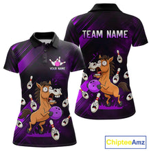 Load image into Gallery viewer, Custom Purple Funny Horse Bowling Jersey for Women Bowling Team Shirts Bowling Tournament HNT184