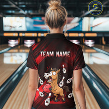 Load image into Gallery viewer, Custom Red Funny Horse Bowling Jersey for Women Bowling Team Shirts Bowling Tournament HNT184