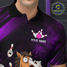 Load image into Gallery viewer, Custom Purple Funny Horse Bowling Jersey for Men Bowling Team Shirts Bowling Tournament HNT184