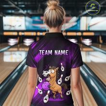 Load image into Gallery viewer, Custom Purple Funny Horse Bowling Jersey for Women Bowling Team Shirts Bowling Tournament HNT184