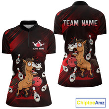 Load image into Gallery viewer, Custom Red Funny Horse Bowling Jersey for Women Bowling Team Shirts Bowling Tournament HNT184