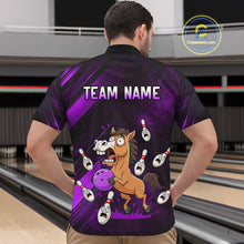 Load image into Gallery viewer, Custom Purple Funny Horse Bowling Jersey for Men Bowling Team Shirts Bowling Tournament HNT184