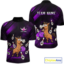 Load image into Gallery viewer, Custom Purple Funny Horse Bowling Jersey for Men Bowling Team Shirts Bowling Tournament HNT184