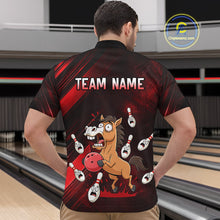 Load image into Gallery viewer, Custom Red Funny Horse Bowling Jersey for Men Bowling Team Shirts Bowling Tournament HNT184
