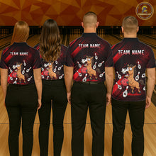 Load image into Gallery viewer, Custom Red Funny Horse Bowling Jersey for Women Bowling Team Shirts Bowling Tournament HNT184