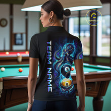 Load image into Gallery viewer, Person wearing a black t-shirt with a colorful design and 'Team Name' text in a pool hall.