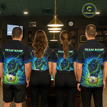 Load image into Gallery viewer, Four people wearing matching shirts with a panther design and 'Team Name' text in a pool hall.