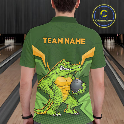 Personalized Funny Crocodile Bowling Shirt Alligator Bowling Jersey for Men Polo & 1/4 Zip HNT209