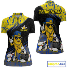 Load image into Gallery viewer, Women polo bowling jersey with cartoon character and customizable text, featuring Chiptee Amz branding.