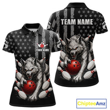Load image into Gallery viewer, US Flag Wolf Bowling Shirts for Women Custom Wolf Bowling Team Jersey Bowling League HNT285