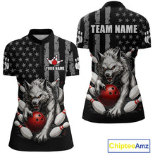 Load image into Gallery viewer, US Flag Wolf Bowling Shirts for Women Custom Wolf Bowling Team Jersey Bowling League HNT285