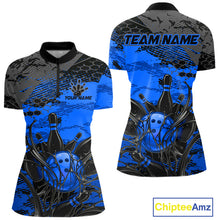 Load image into Gallery viewer, Bowlling-themed shirt with customizable text on a white background