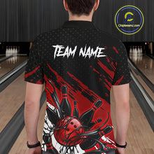 Load image into Gallery viewer, Custom Red Bowling Jerseys For Men, Personalized Bowling Team Shirts Bowling Pin And Ball HNT283