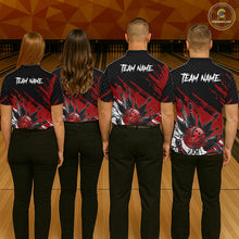Load image into Gallery viewer, Custom Red Bowling Jerseys For Men, Personalized Bowling Team Shirts Bowling Pin And Ball HNT283