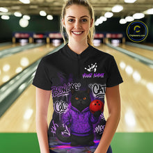 Load image into Gallery viewer, Custom Funny Black Cat Bowling Jersey for Women Bowling League Bowling Team Shirts HN289