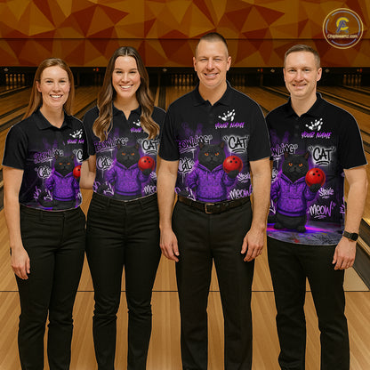 Custom Funny Black Cat Bowling Jersey for Men Bowling League Bowling Team Shirts HN289