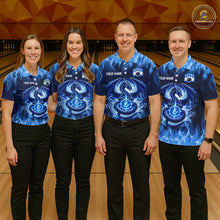 Load image into Gallery viewer, Custom Blue Dragon Flame Bowling Jersey for Men Bowling Team Shirts Bowling Polo &amp; 1/4 Zip HNT189