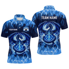 Load image into Gallery viewer, Custom Blue Dragon Flame Bowling Jersey for Men Bowling Team Shirts Bowling Polo &amp; 1/4 Zip HNT189