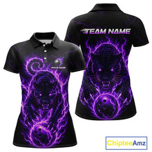 Load image into Gallery viewer, Black polo shirt with purple panther design on front and back, featuring 'Team Name' text.