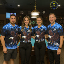 Load image into Gallery viewer, Custom Blue Flame Eagle 8 Ball Billiard Shirts for Men Billiard League Billiard Team Shirts NNT107
