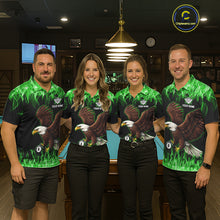 Load image into Gallery viewer, Custom Green Flame Eagle 8 Ball Billiard Shirts for Women Billiard League Billiard Team Shirts NNT107