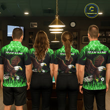 Load image into Gallery viewer, Custom Green Flame Eagle 8 Ball Billiard Shirts for Women Billiard League Billiard Team Shirts NNT107