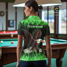 Load image into Gallery viewer, Custom Green Flame Eagle 8 Ball Billiard Shirts for Women Billiard League Billiard Team Shirts NNT107
