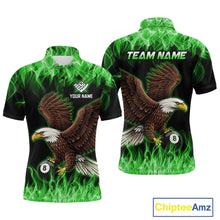 Load image into Gallery viewer, Custom Green Flame Eagle 8 Ball Billiard Shirts for Men Billiard League Billiard Team Shirts NNT107
