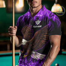 Load image into Gallery viewer, Custom Purple Flame Eagle 8 Ball Billiard Shirts for Men Billiard League Billiard Team Shirts NNT107