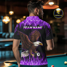 Load image into Gallery viewer, Custom Purple Flame Eagle 8 Ball Billiard Shirts for Men Billiard League Billiard Team Shirts NNT107