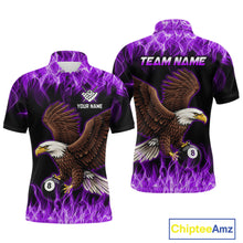 Load image into Gallery viewer, Custom Purple Flame Eagle 8 Ball Billiard Shirts for Men Billiard League Billiard Team Shirts NNT107