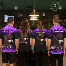 Load image into Gallery viewer, Custom Purple Flame Eagle 8 Ball Billiard Shirts for Men Billiard League Billiard Team Shirts NNT107
