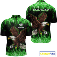 Load image into Gallery viewer, Custom Green Flame Eagle 8 Ball Billiard Shirts for Men Billiard League Billiard Team Shirts NNT107