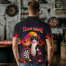 Load image into Gallery viewer, Custom Funny Cat Dart Shirts For Men Retro Dart Board Shirts Polo &amp; 1/4 Zip Dart Jersey Team NNT123