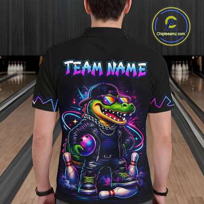 Funny Neon Alligator Custom Bowling Jersey for Men Bowling League Bowling Team Shirts HN295