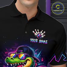 Load image into Gallery viewer, Funny Neon Alligator Custom Bowling Jersey for Men Bowling League Bowling Team Shirts HN295