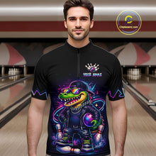 Load image into Gallery viewer, Funny Neon Alligator Custom Bowling Jersey for Men Bowling League Bowling Team Shirts HN295