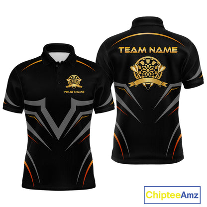 Black and Gold Dartboard Custom Dart Shirts For Men Polo & 1/4 Zip Dart Jersey Team NNT122
