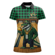 Load image into Gallery viewer, Custom Green Alligator Bowling Jersey for Women Bowling Uniform Polo &amp; 1/4 Zip Bowling Team Shirts HNT230