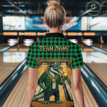 Load image into Gallery viewer, Custom Green Alligator Bowling Jersey for Women Bowling Uniform Polo &amp; 1/4 Zip Bowling Team Shirts HNT230