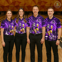 Load image into Gallery viewer, Custom Funny Beer Skull Purple Bowling Shirt for Men Bowling Team Jersey Bowling League HNT296