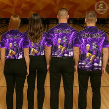 Load image into Gallery viewer, Custom Funny Beer Skull Purple Bowling Shirt for Women Bowling Team Jersey Bowling League HNT296