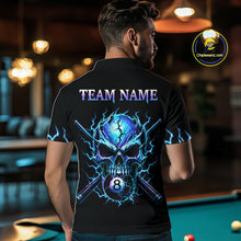 Load image into Gallery viewer, Custom Blue Flame Skull 8 Ball Cracked Billiard Shirt for Men Billiard Team Jersey Billiard League NNT184