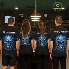 Load image into Gallery viewer, Custom Blue Flame Skull 8 Ball Cracked Billiard Shirt for Men Billiard Team Jersey Billiard League NNT184